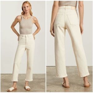 Everlane The Way High Jean Beige Ecru Raw Hem Denim 27